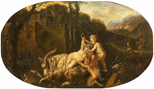 The Infant Bacchus, with an Infant Satyr, Putti and a Goat, 1649, 