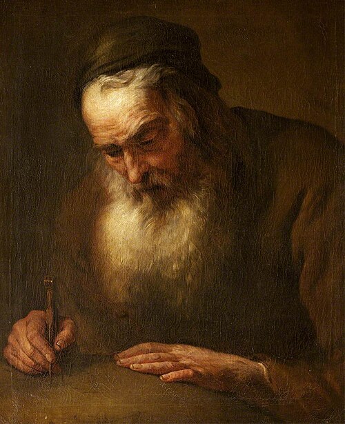 An Old Man using a Pair of Dividers, 1800, 