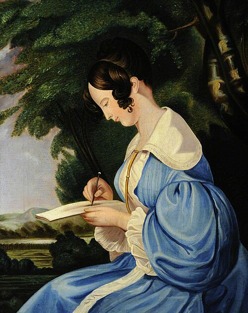 A Young Woman in a Blue Dress Sketching, 1849, 