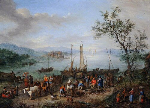 A River Landscape with Fishermen unloading their Catch, 1649, 