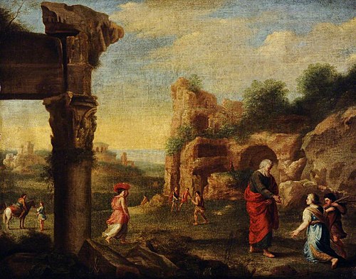 Italianate Landscape with Elijah and the Widow of Sarepta, 1630, 