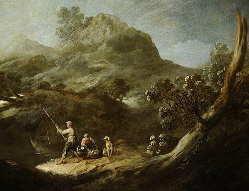 Rocky Wooded Landscape with Two Fisherboys and a Dog, 1649, 