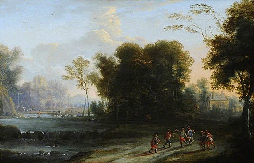 Wooded Landscape with Peasants Music-making and Dancing, 1749, 