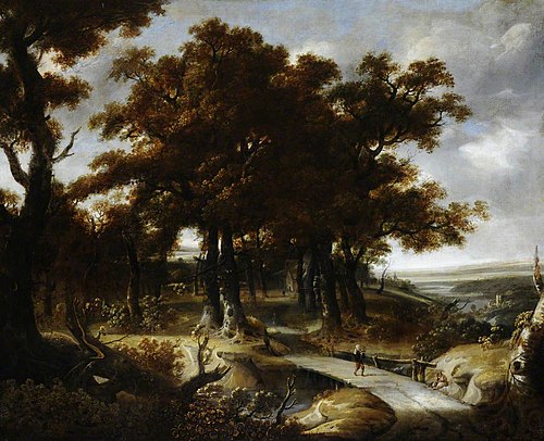 Wooded Landscape with a Traveller crossing a Bridge, 1649, 