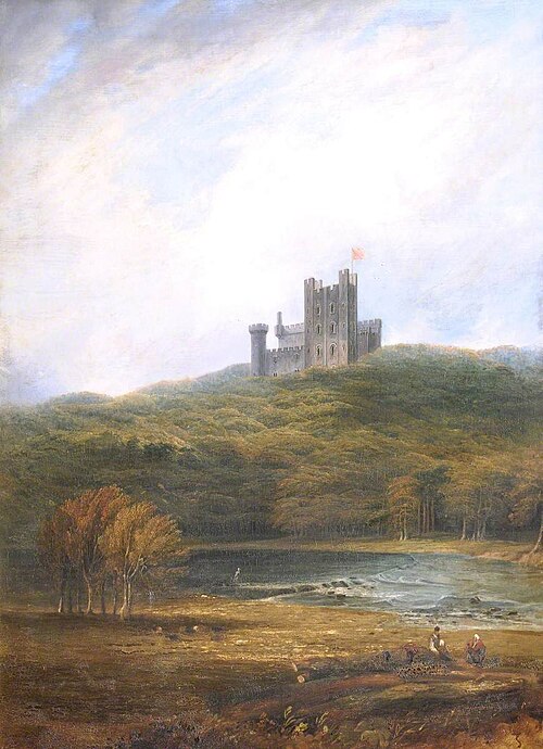Penrhyn Castle from Dol Ogwen, Bangor, 1850, 