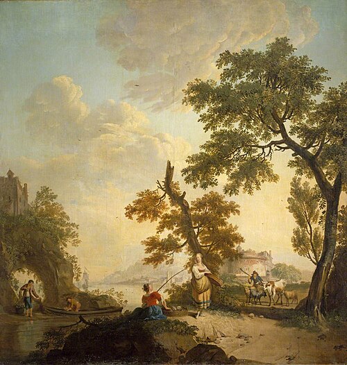 Landscape with Fishermen and Women and a City in the distance, 1775, 
