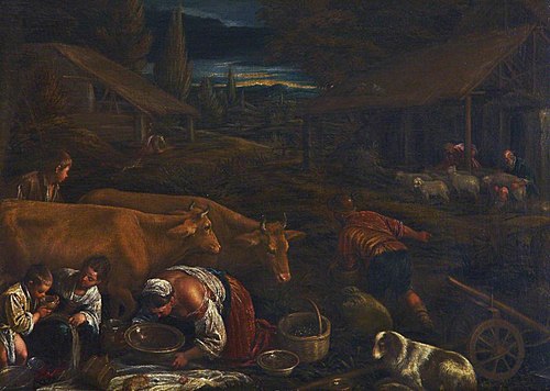 Farmyard Scene, with the Parable of the Sower, 1600, 