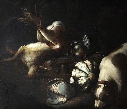 A Dog with a Still Life of Dead Game and Vegetables, 1649, 