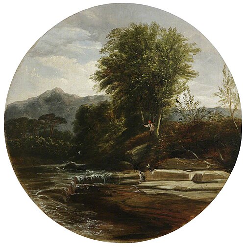 Mountain River with Boy Fishing, 1849, 