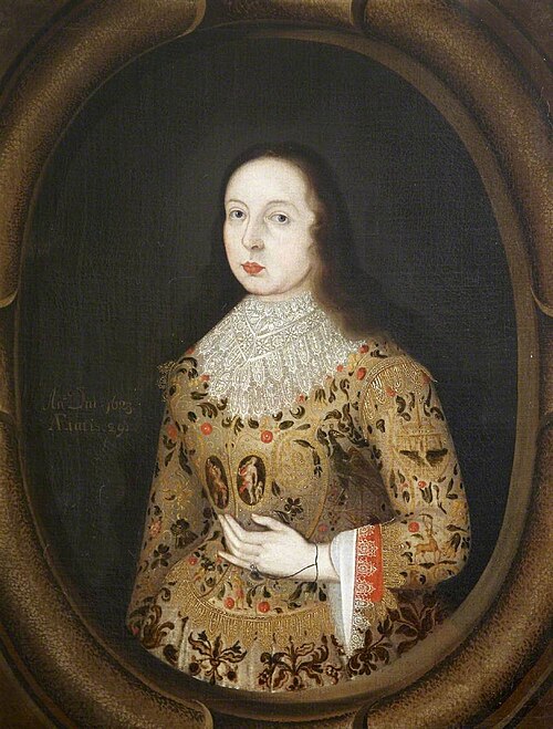 An Unknown Lady, aged 29 in a Richly Decorated Dress, possibly Amy Seymour, Mrs Edmund Parker (1597 , 1623, 