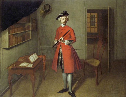 A Gentleman holding a Transverse Flute, 1735, 
