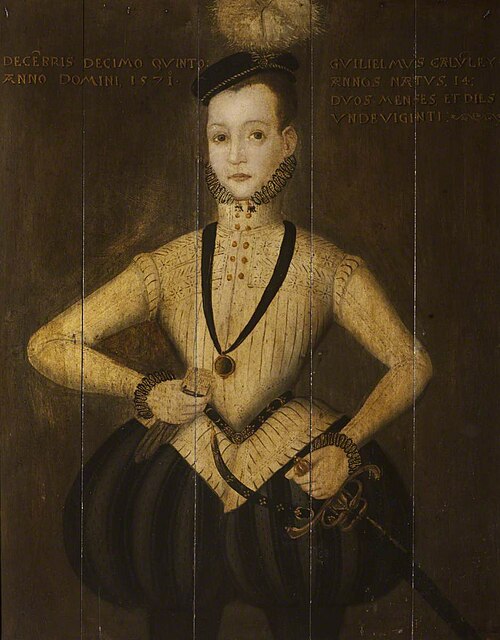 William Calverley (b.1557) as a Young Boy, aged 14, 1850, 