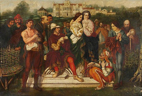 Orlando about to engage with Charles the Wrestler, a Scene from Shakespeare's As You Like It, 1849, 