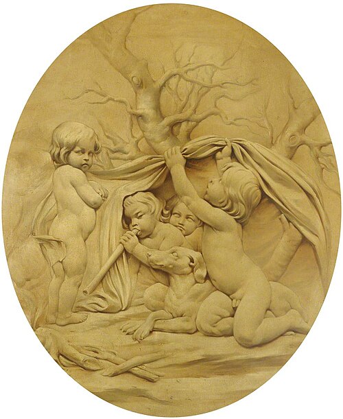 The Four Seasons: Winter: Putti sheltering by a Fire (after Edmé Bouchardon), 1879, 
