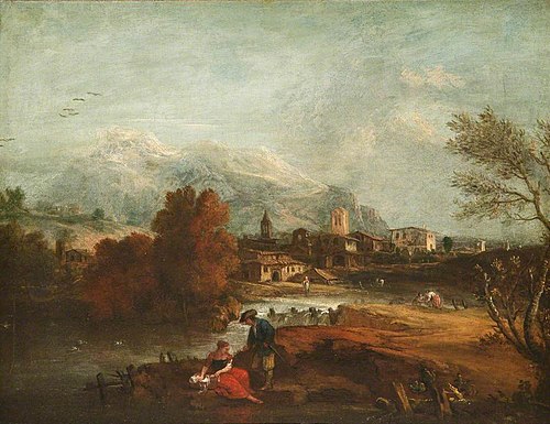 Landscape with a Couple by a River, 1749, 