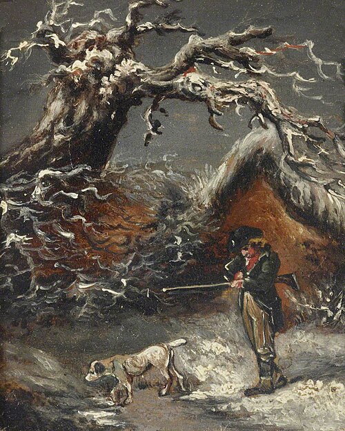 A Winter Scene with a Sportsman and a Dog, 1849, 