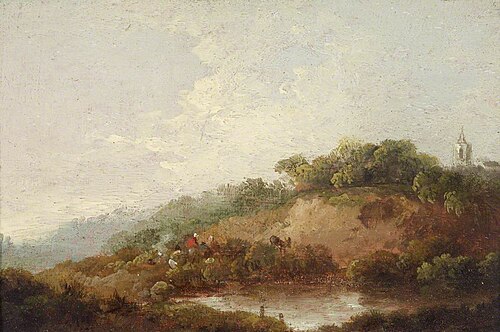 Pond with a Woody Escarpment, with Figures, 1814, 