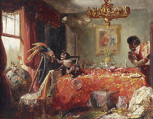 A Monkey upsetting a Dinner Table, 1849, 