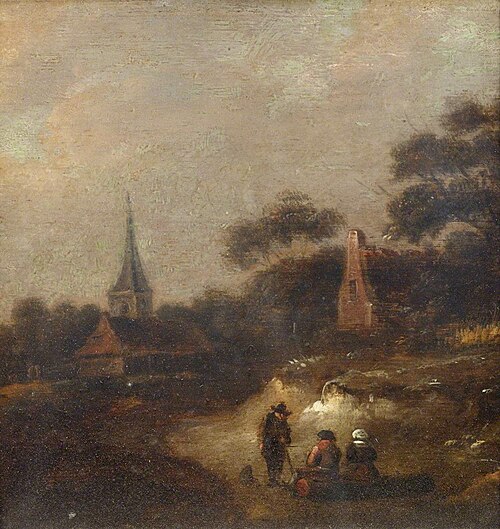 Figures Resting outside a Village, 1849, 