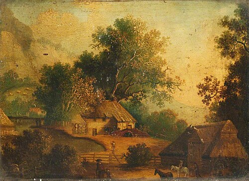 Landscape with Cottages and Horses, 1850, 