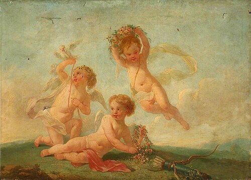 Spring: Three Cherubs with Spring Flowers, 1850, 