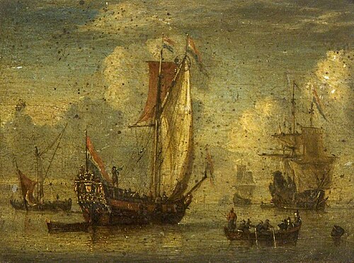 Dutch Men-o'-War and other Shipping in a Harbour, 1700, 