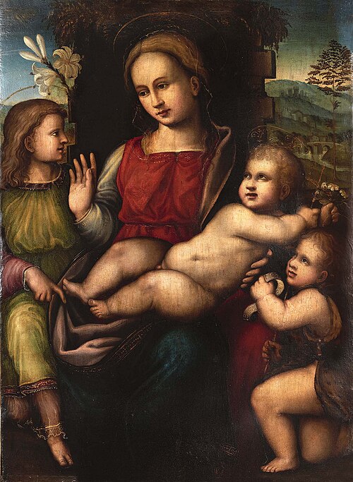 Madonna and Child, John the Baptist and the Archangel Gabriel, 1600, 