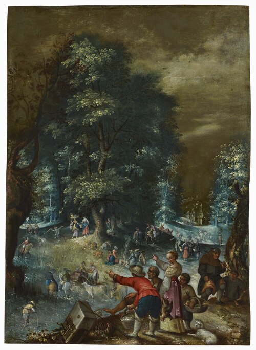 Landscape with marketers, 1600, 