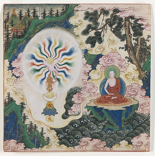 Painting of the series on the Sarvavid Vairocana Mandala, 554 miniaures that depict a meditation pro, 1799, 