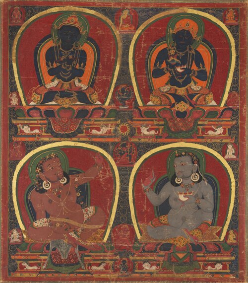 Vajradhara, Nairatmya, and Mahasiddhas Virupa and Kanha, 1450, 