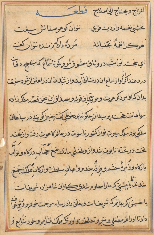 Page from Tales of a Parrot (Tuti-nama): text page, 1560, 