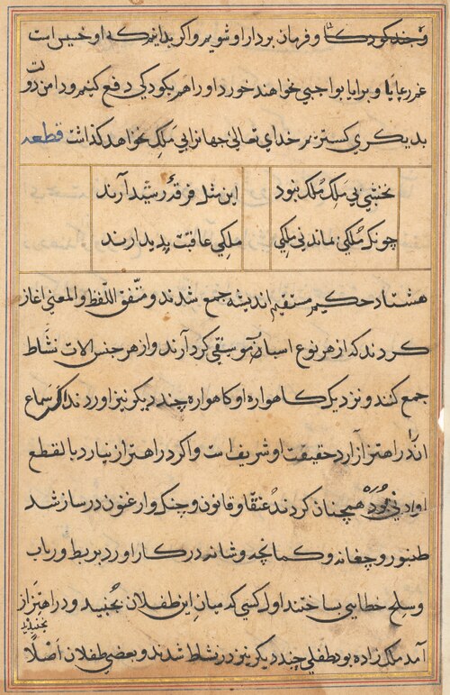 Page from Tales of a Parrot (Tuti-nama): text page, 1560, 