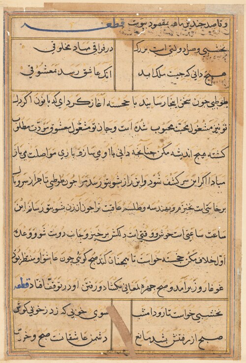 Page from Tales of a Parrot (Tuti-nama): text page, 1560, 