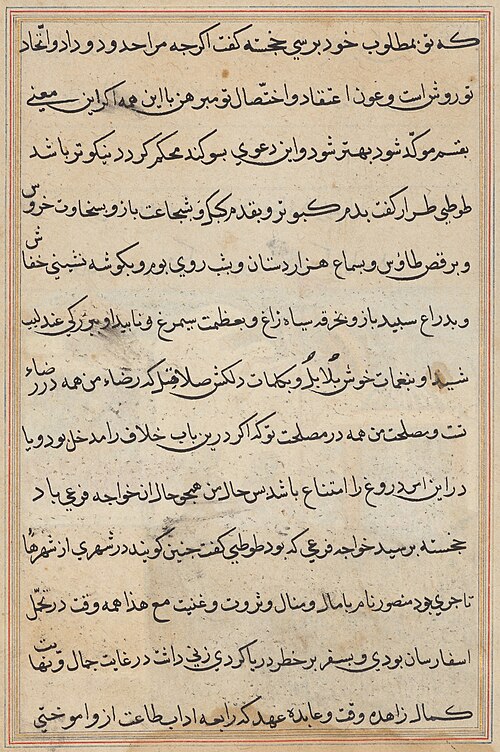Page from Tales of a Parrot (Tuti-nama): text page, 1560, 