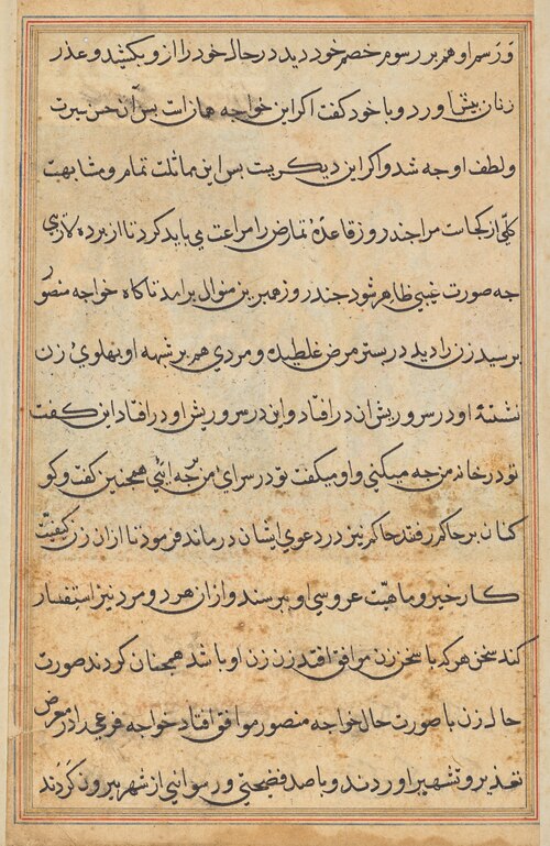Page from Tales of a Parrot (Tuti-nama): text page, 1560, 