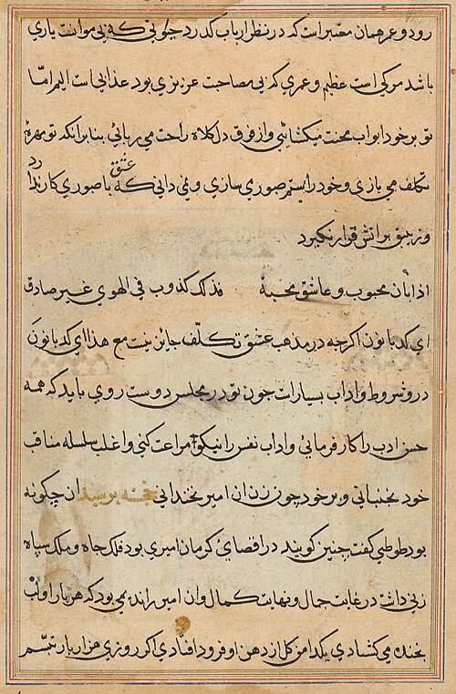 Page from Tales of a Parrot (Tuti-nama): text page, 1560, 
