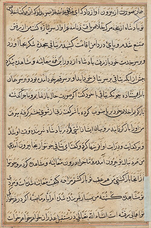 Page from Tales of a Parrot (Tuti-nama): text page, 1560, 