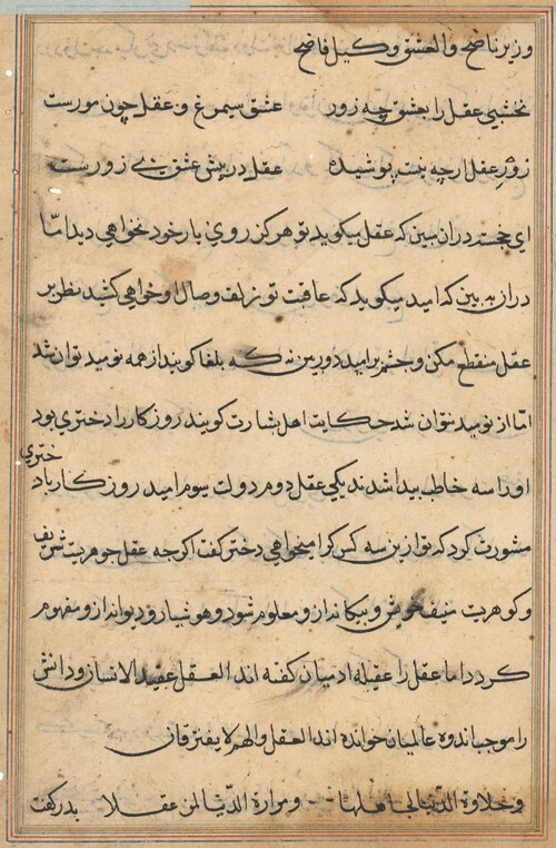 Page from Tales of a Parrot (Tuti-nama): text page, 1560, 