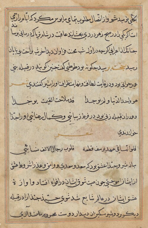 Page from Tales of a Parrot (Tuti-nama): text page, 1560, 
