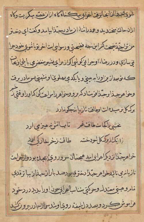 Page from Tales of a Parrot (Tuti-nama): text page, 1560, 