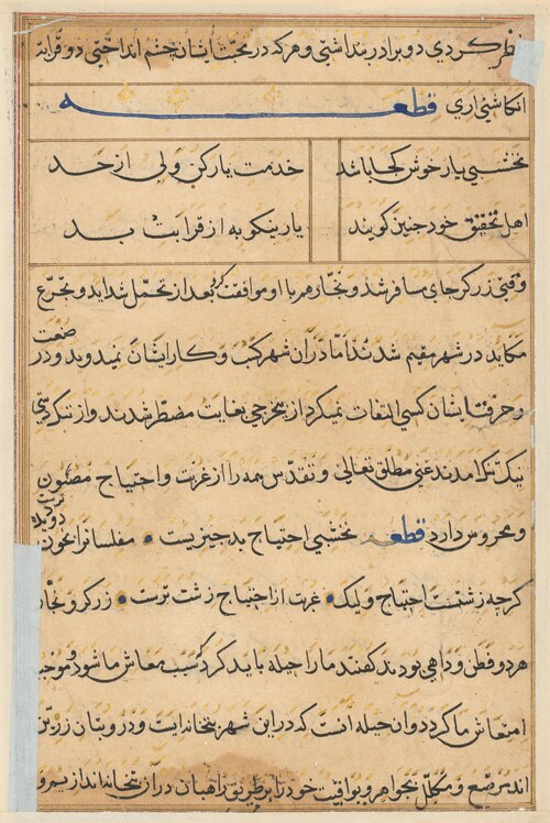 Page from Tales of a Parrot (Tuti-nama): text page, 1560, 