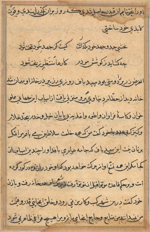 Page from Tales of a Parrot (Tuti-nama): text page, 1560, 