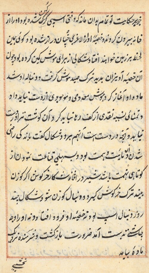 Page from Tales of a Parrot (Tuti-nama): text page, 1560, 