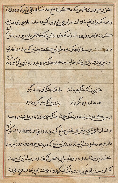 Page from Tales of a Parrot (Tuti-nama): text page, 1560, 