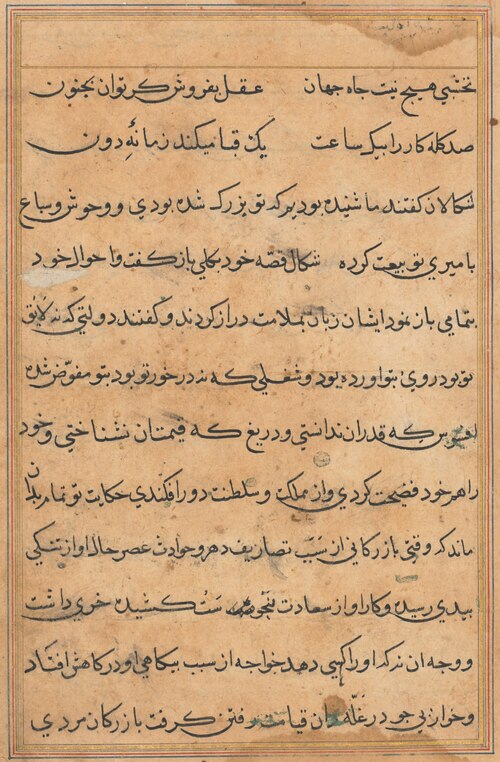 Page from Tales of a Parrot (Tuti-nama): text page, 1560, 