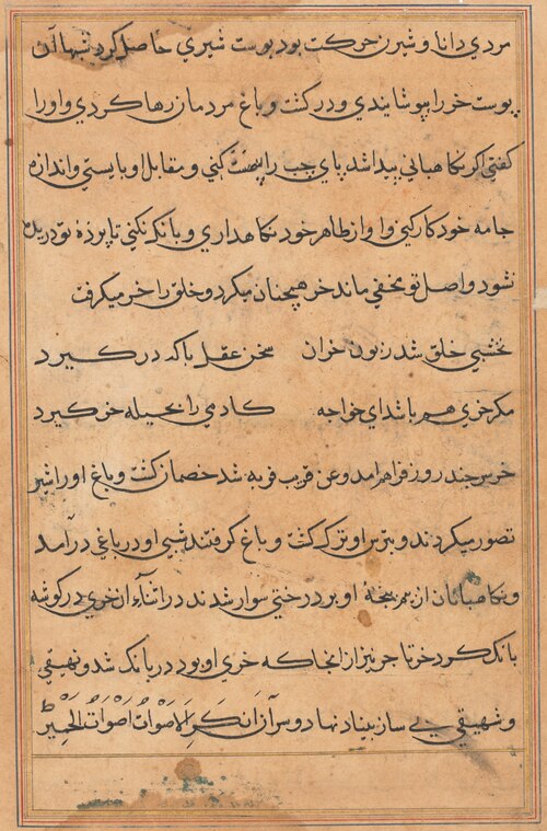 Page from Tales of a Parrot (Tuti-nama): text page, 1560, 