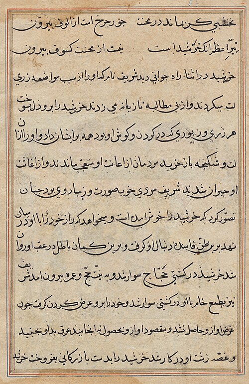 Page from Tales of a Parrot (Tuti-nama): text page, 1560, 
