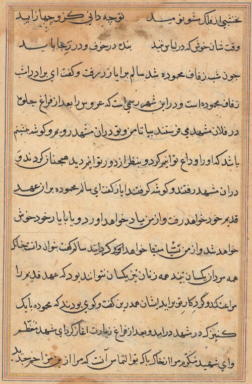Page from Tales of a Parrot (Tuti-nama): text page, 1560, 