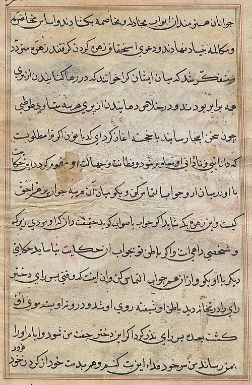 Page from Tales of a Parrot (Tuti-nama): text page, 1560, 