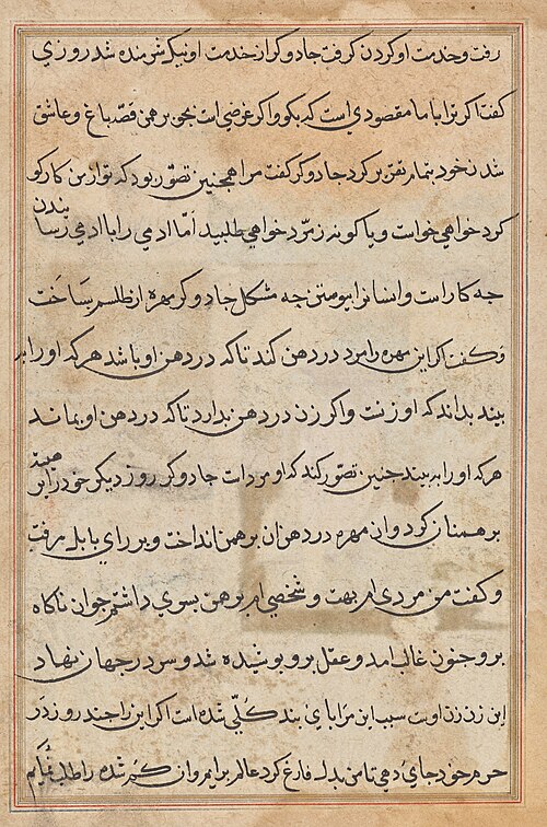 Page from Tales of a Parrot (Tuti-nama): text page, 1560, 